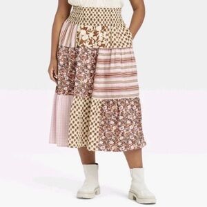 Universal Thread Floral Patchwork Maxi Skirt - Cottagecore Bohemian